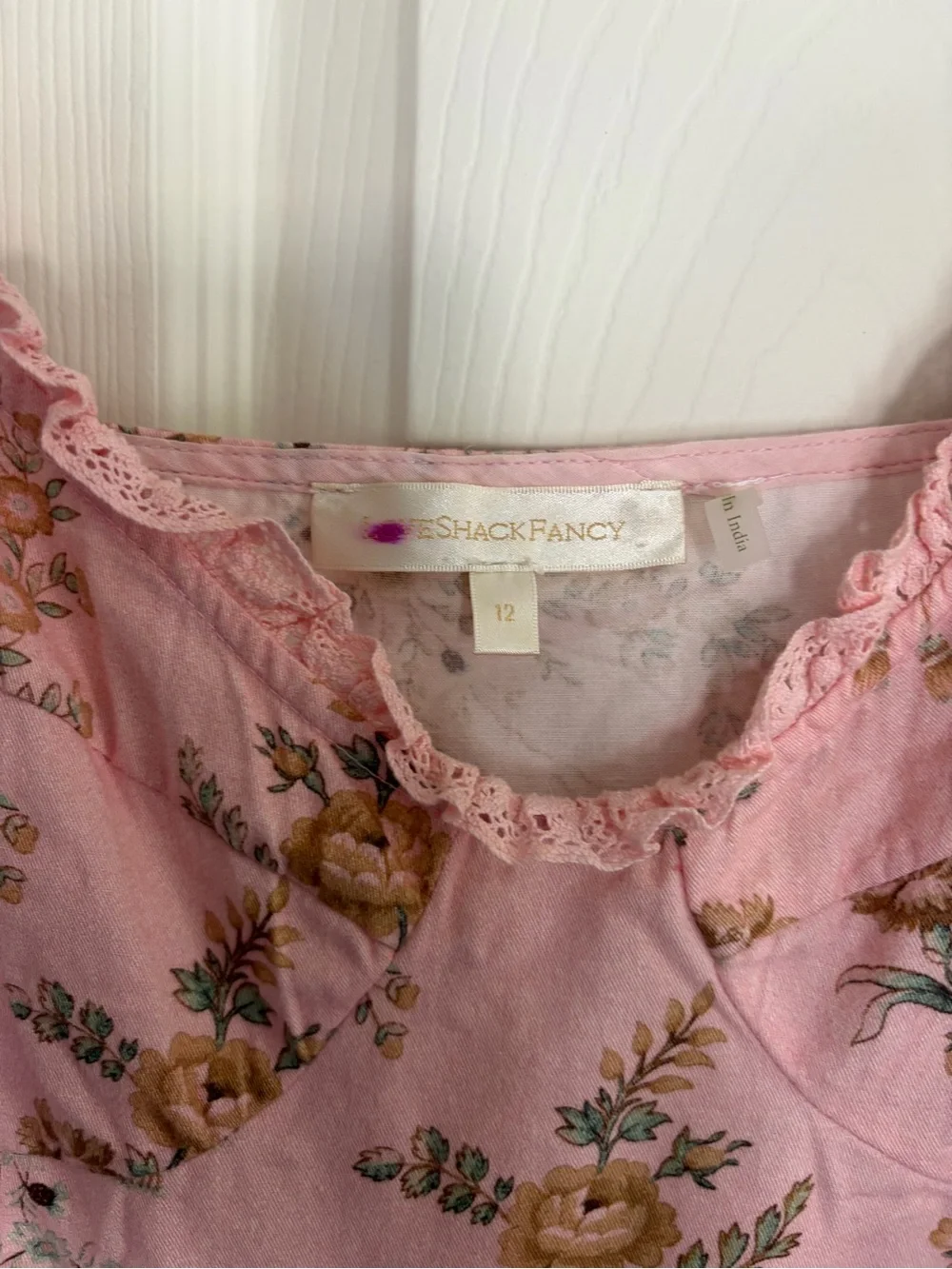 LoveShackFancy Pink Floral Maxi Dress with Puff Sleeves - Picture 2 of 7